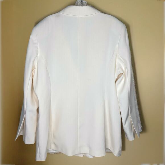 NWT ASOS Curve Ivory Cream Blazer Jacket Women’s 16 Preppy Quiet Luxury Elegant - Picture 2 of 7